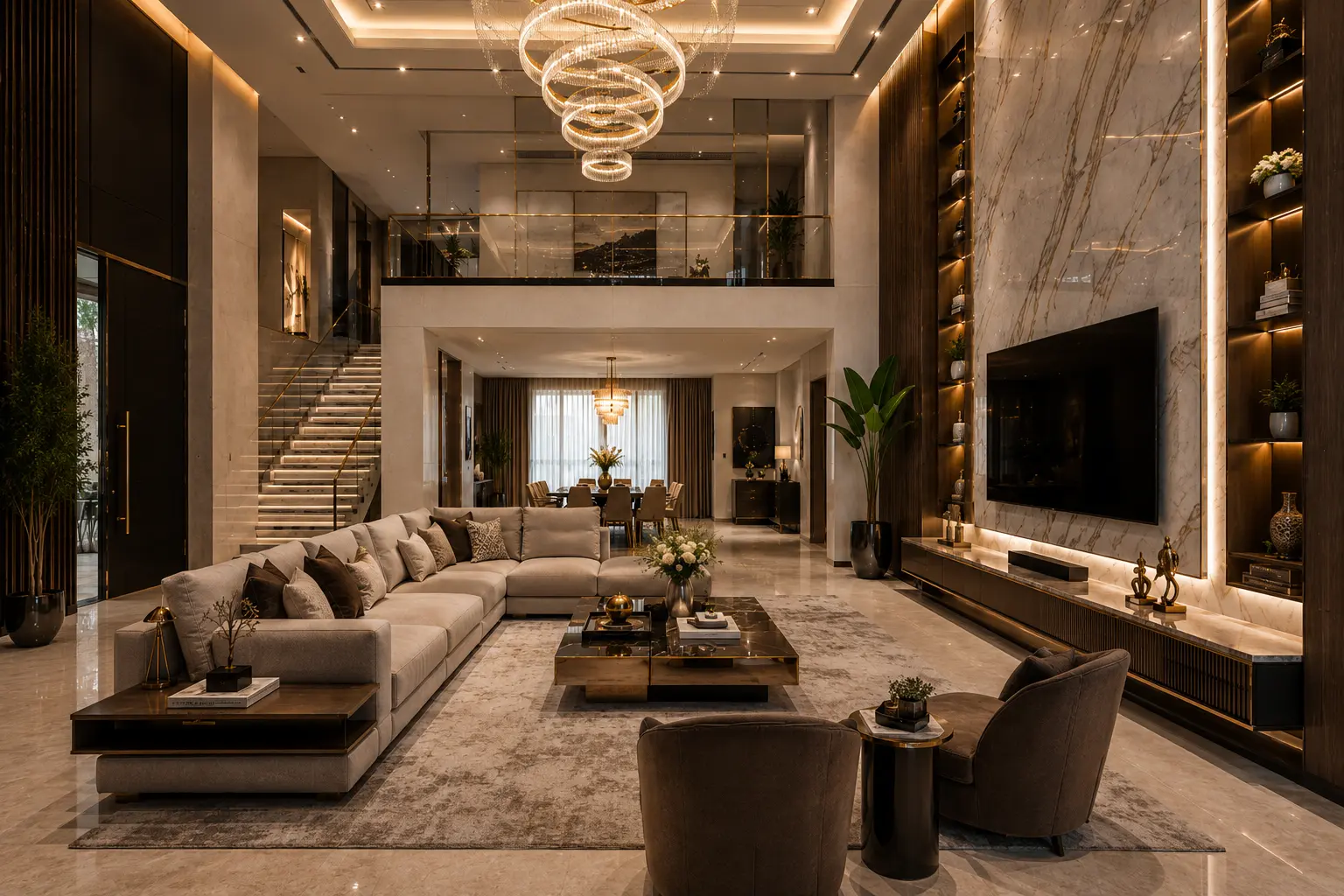 Warm contemporary living room Bangalore